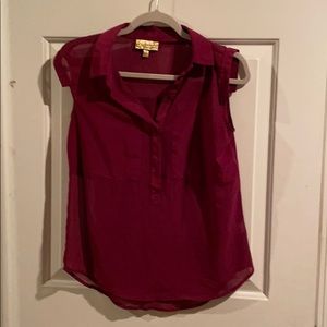 Purple half button blouse